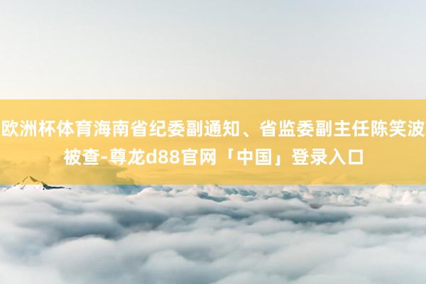 欧洲杯体育海南省纪委副通知、省监委副主任陈笑波被查-尊龙d88官网「中国」登录入口