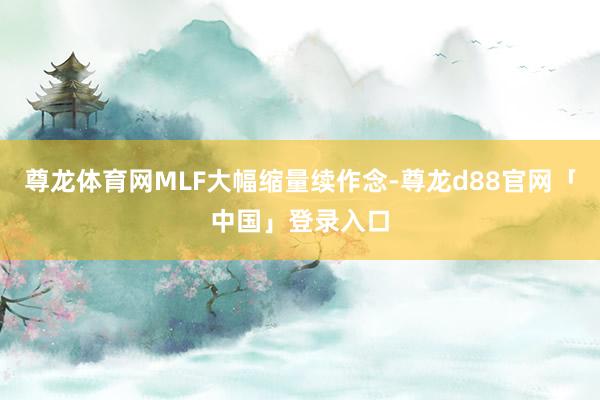尊龙体育网MLF大幅缩量续作念-尊龙d88官网「中国」登录入口