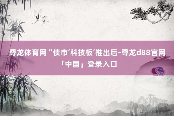 尊龙体育网　　“债市‘科技板’推出后-尊龙d88官网「中国」登录入口