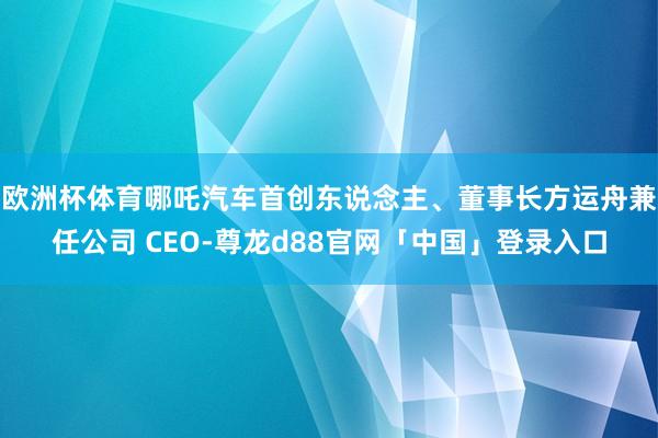 欧洲杯体育哪吒汽车首创东说念主、董事长方运舟兼任公司 CEO-尊龙d88官网「中国」登录入口