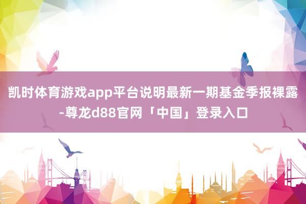 凯时体育游戏app平台说明最新一期基金季报裸露-尊龙d88官网「中国」登录入口