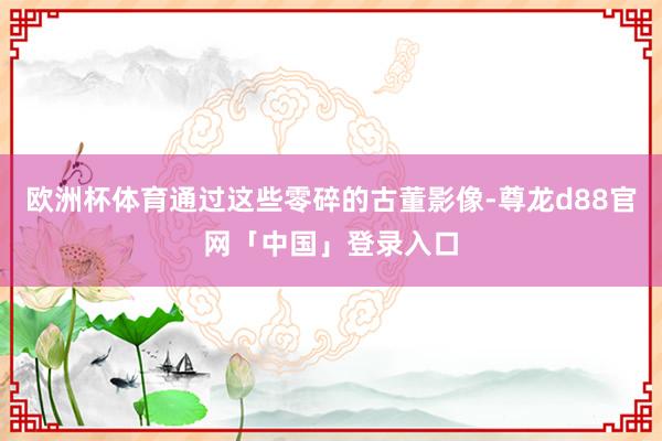 欧洲杯体育通过这些零碎的古董影像-尊龙d88官网「中国」登录入口