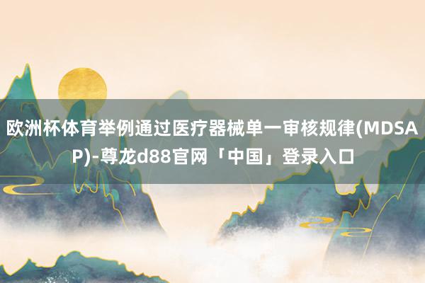 欧洲杯体育举例通过医疗器械单一审核规律(MDSAP)-尊龙d88官网「中国」登录入口