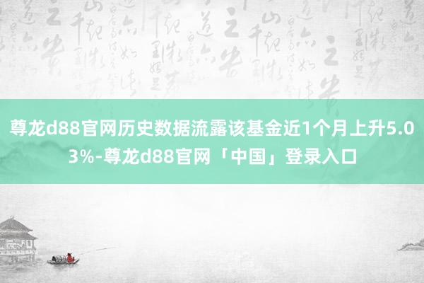 尊龙d88官网历史数据流露该基金近1个月上升5.03%-尊龙d88官网「中国」登录入口
