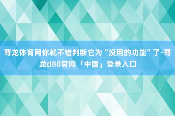 尊龙体育网你就不错判断它为“没用的功能”了-尊龙d88官网「中国」登录入口