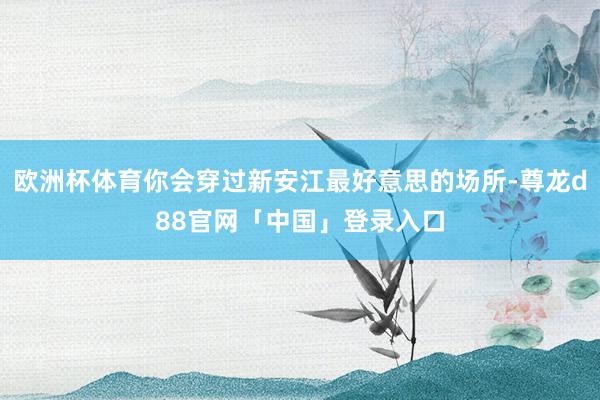 欧洲杯体育你会穿过新安江最好意思的场所-尊龙d88官网「中国」登录入口