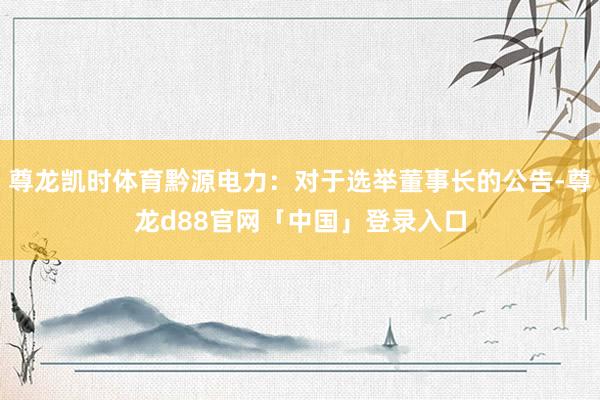 尊龙凯时体育黔源电力：对于选举董事长的公告-尊龙d88官网「中国」登录入口