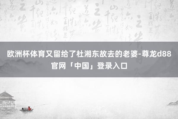 欧洲杯体育又留给了杜湘东故去的老婆-尊龙d88官网「中国」登录入口