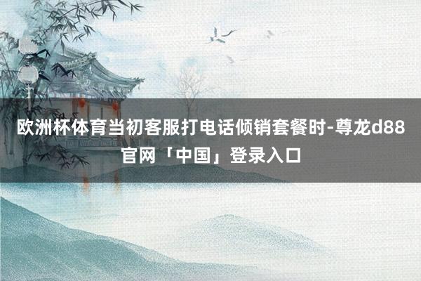 欧洲杯体育当初客服打电话倾销套餐时-尊龙d88官网「中国」登录入口