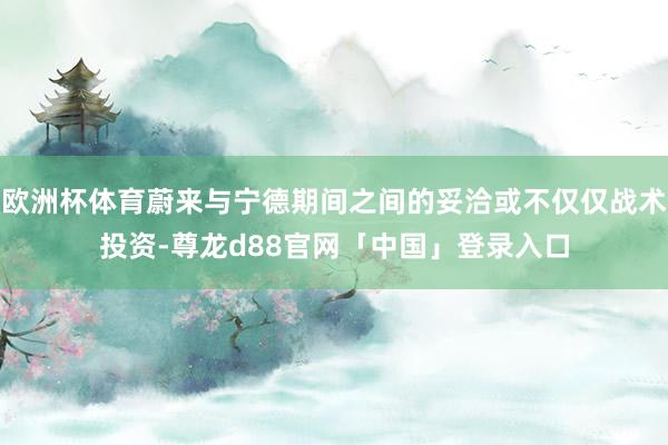 欧洲杯体育蔚来与宁德期间之间的妥洽或不仅仅战术投资-尊龙d88官网「中国」登录入口