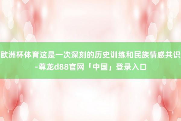 欧洲杯体育这是一次深刻的历史训练和民族情感共识-尊龙d88官网「中国」登录入口