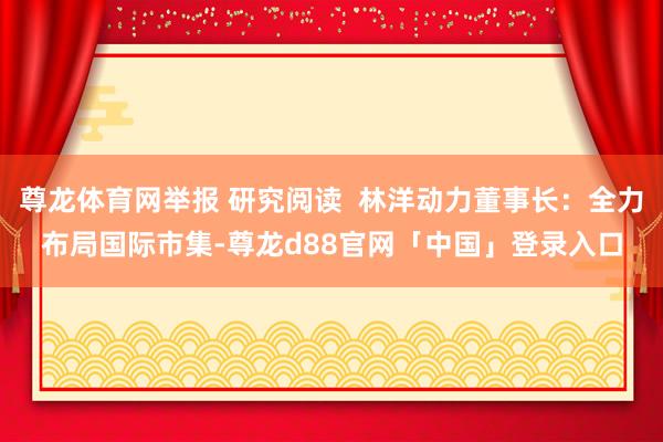 尊龙体育网举报 研究阅读  林洋动力董事长：全力布局国际市集-尊龙d88官网「中国」登录入口