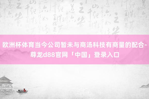 欧洲杯体育当今公司暂未与商汤科技有商量的配合-尊龙d88官网「中国」登录入口