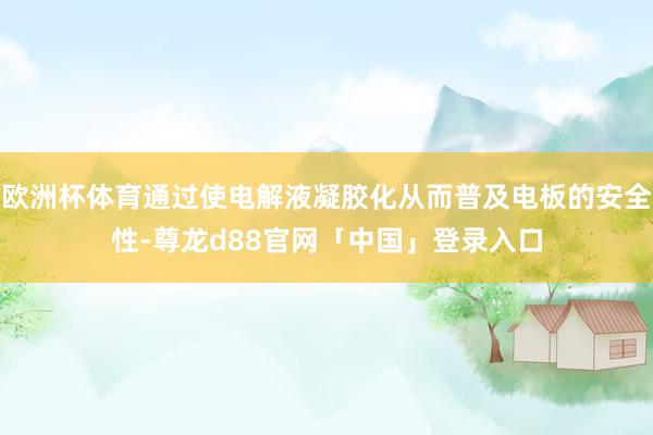欧洲杯体育通过使电解液凝胶化从而普及电板的安全性-尊龙d88官网「中国」登录入口