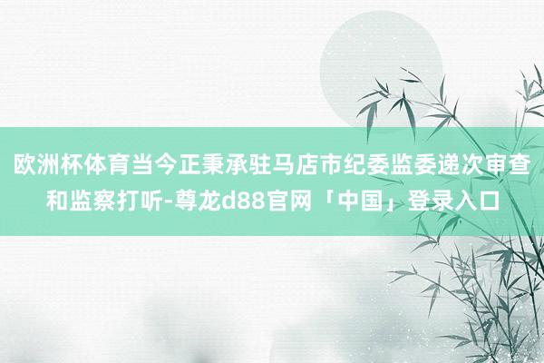 欧洲杯体育当今正秉承驻马店市纪委监委递次审查和监察打听-尊龙d88官网「中国」登录入口