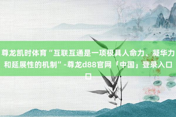 尊龙凯时体育“互联互通是一项极具人命力、凝华力和延展性的机制”-尊龙d88官网「中国」登录入口