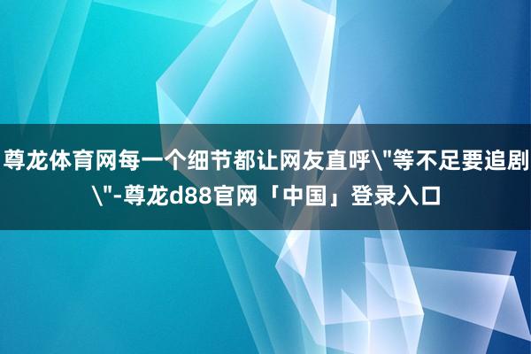 尊龙体育网每一个细节都让网友直呼