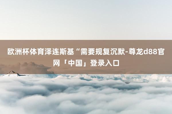 欧洲杯体育泽连斯基“需要规复沉默-尊龙d88官网「中国」登录入口