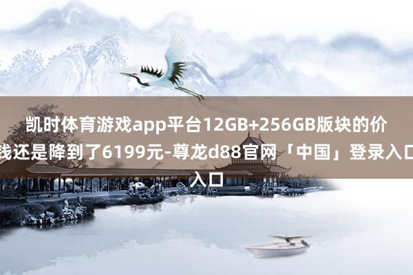 凯时体育游戏app平台12GB+256GB版块的价钱还是降到了6199元-尊龙d88官网「中国」登录入口