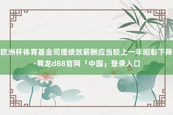 欧洲杯体育基金司理绩效薪酬应当较上一年昭彰下降-尊龙d88官网「中国」登录入口