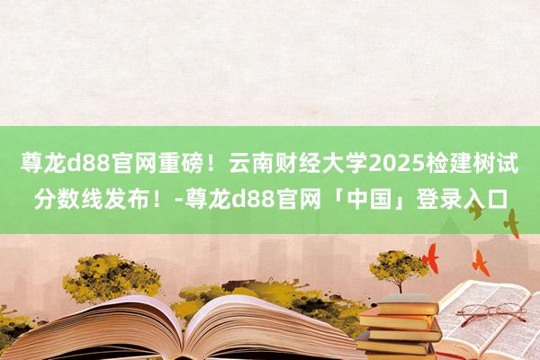 尊龙d88官网重磅！云南财经大学2025检建树试分数线发布！-尊龙d88官网「中国」登录入口